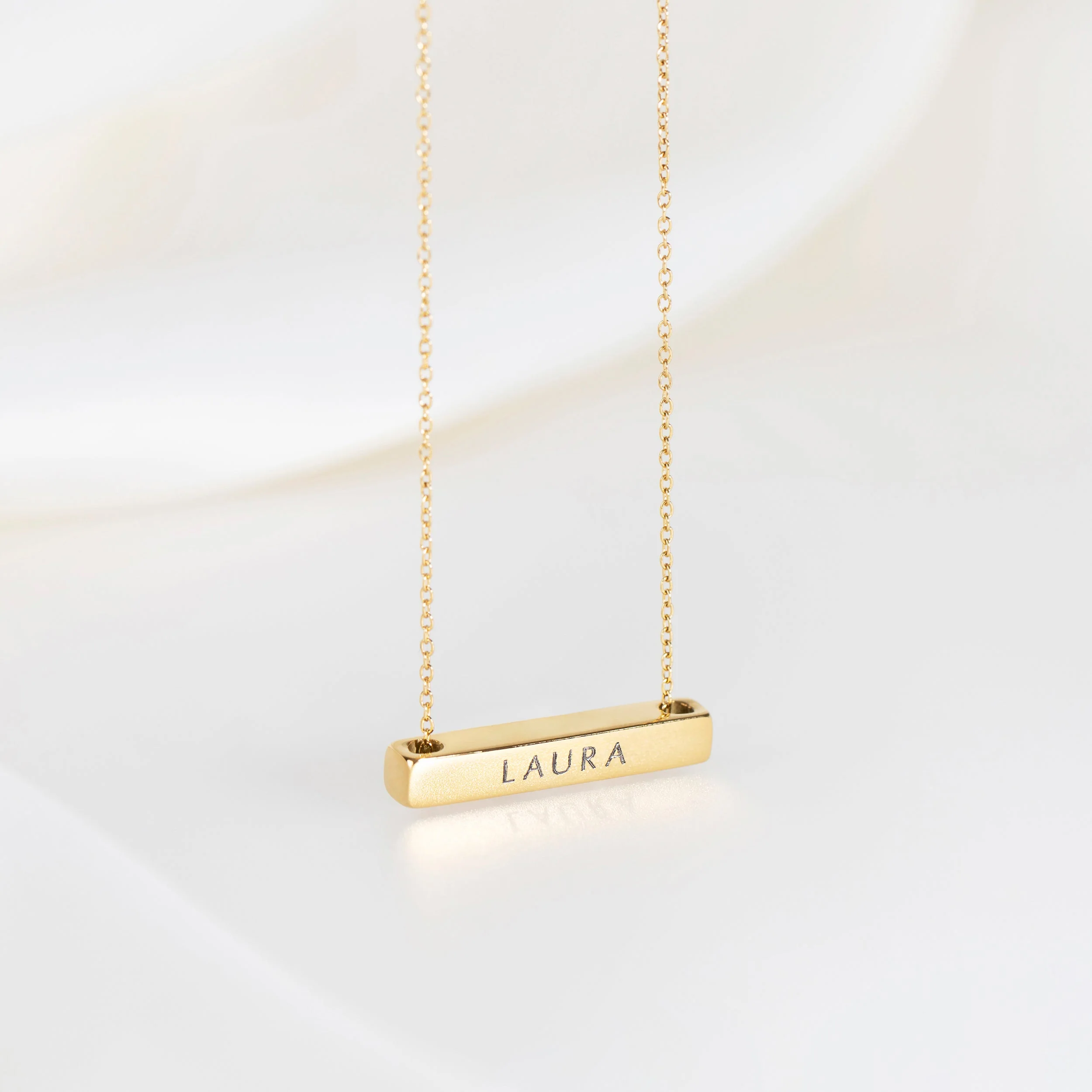 3cm Letter Bar Necklace in Gold Horizontal - Image 5