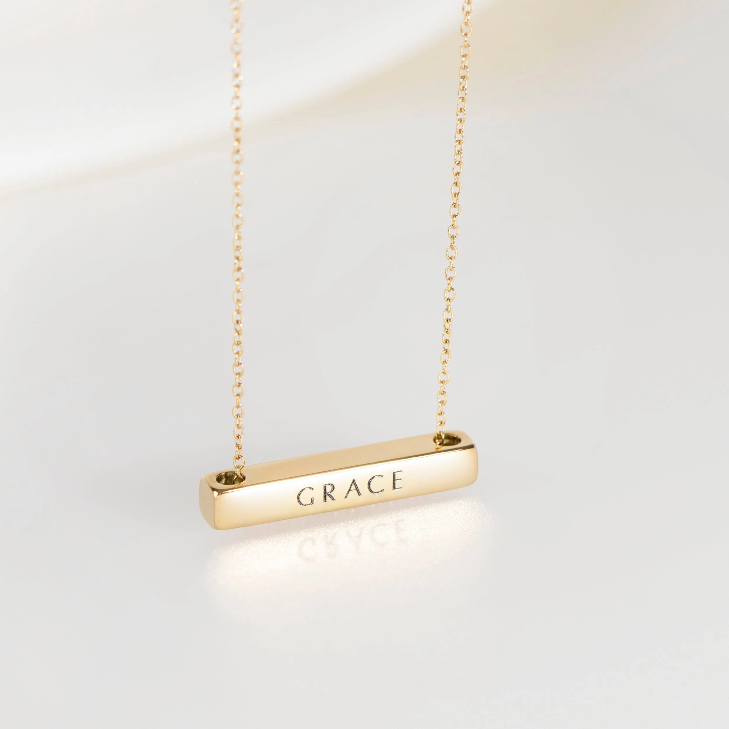 3cm Letter Bar Necklace in Gold Horizontal - Image 6