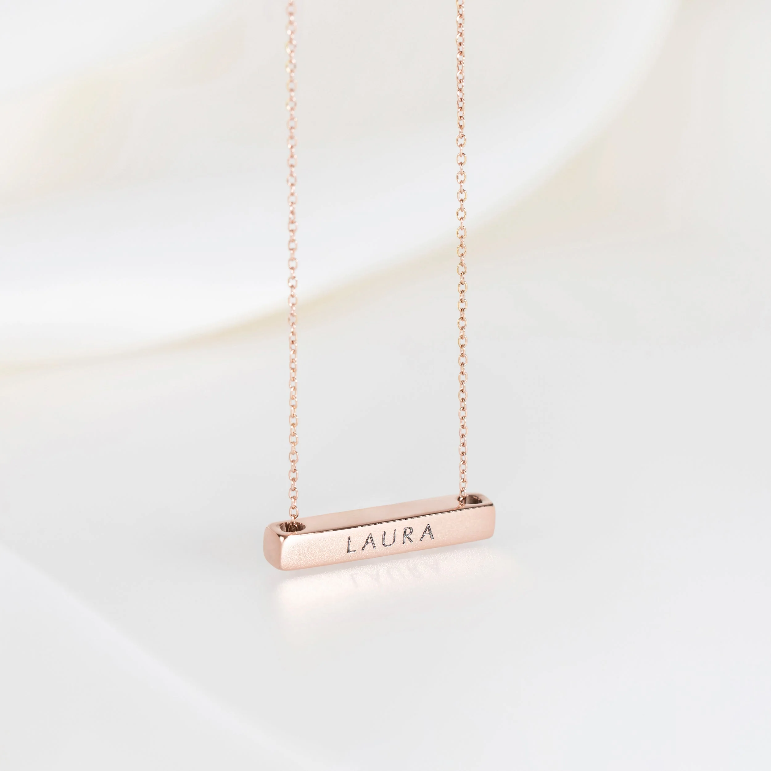 3cm Letter Bar Necklace in Rose Gold horizontal - Image 3