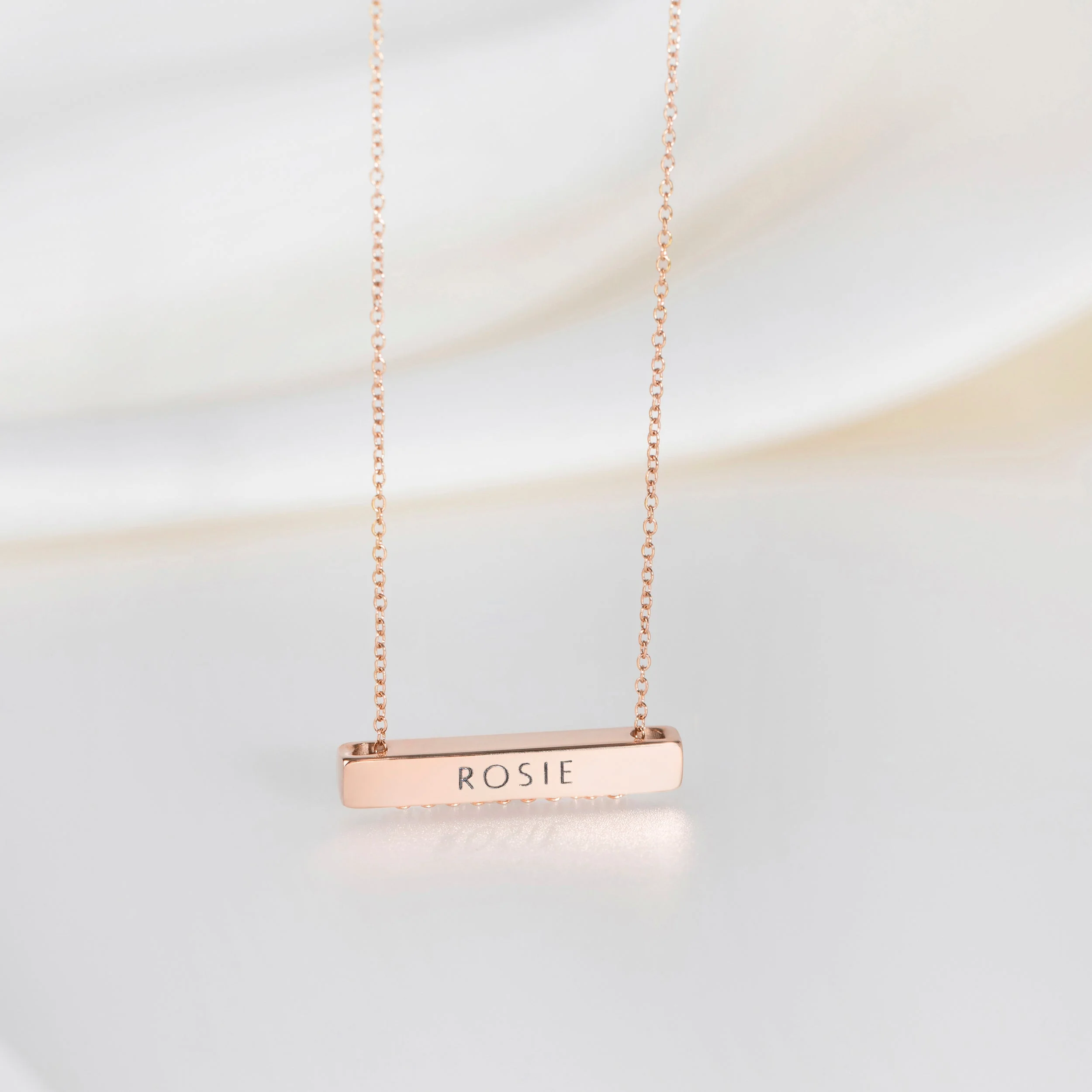3cm Letter Bar Necklace in Rose Gold horizontal - Image 4