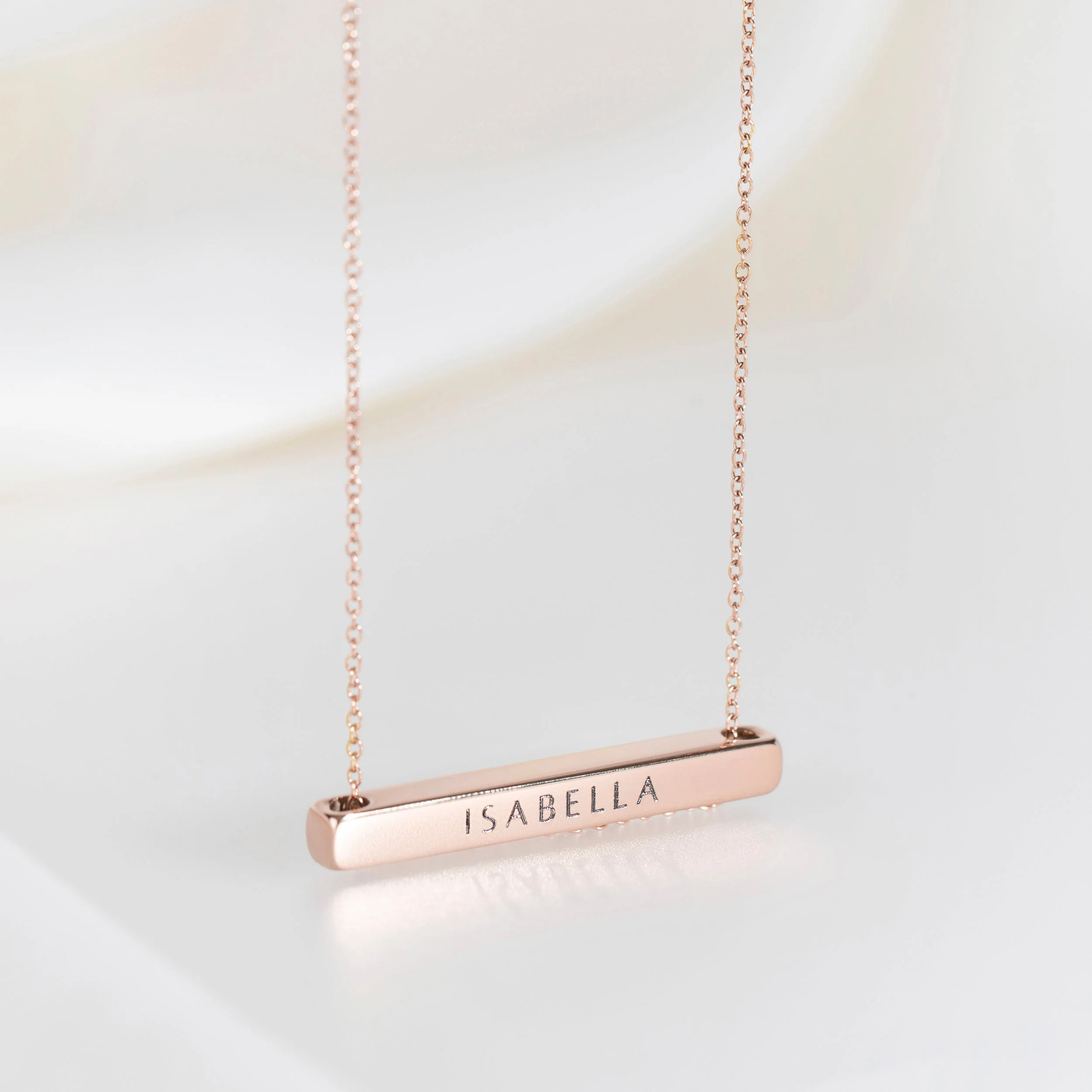 4cm Letter Bar Necklace in Rose Gold Horizontal - Image 3