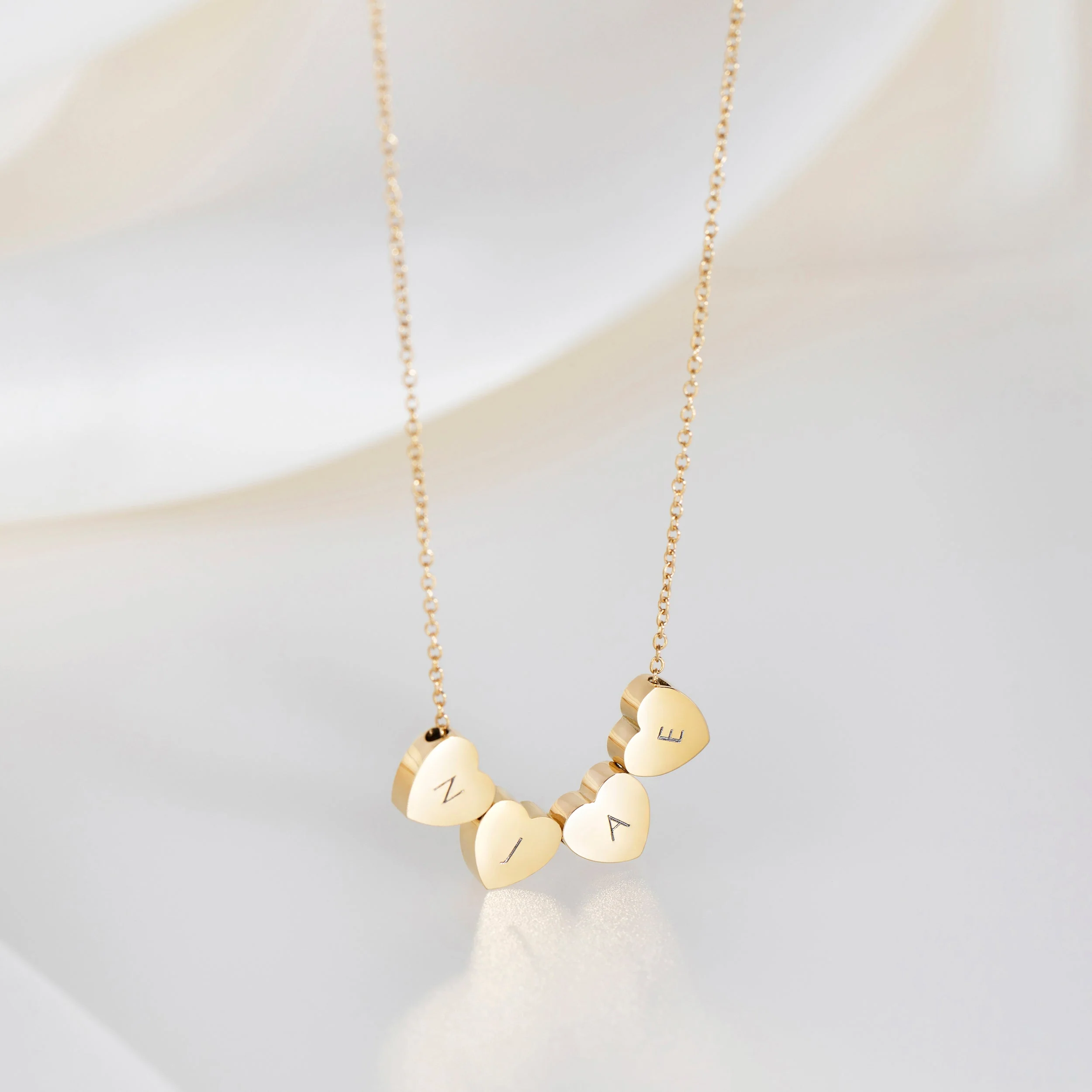 Amo Heart Quadruple Bead Necklace in Gold - Image 3