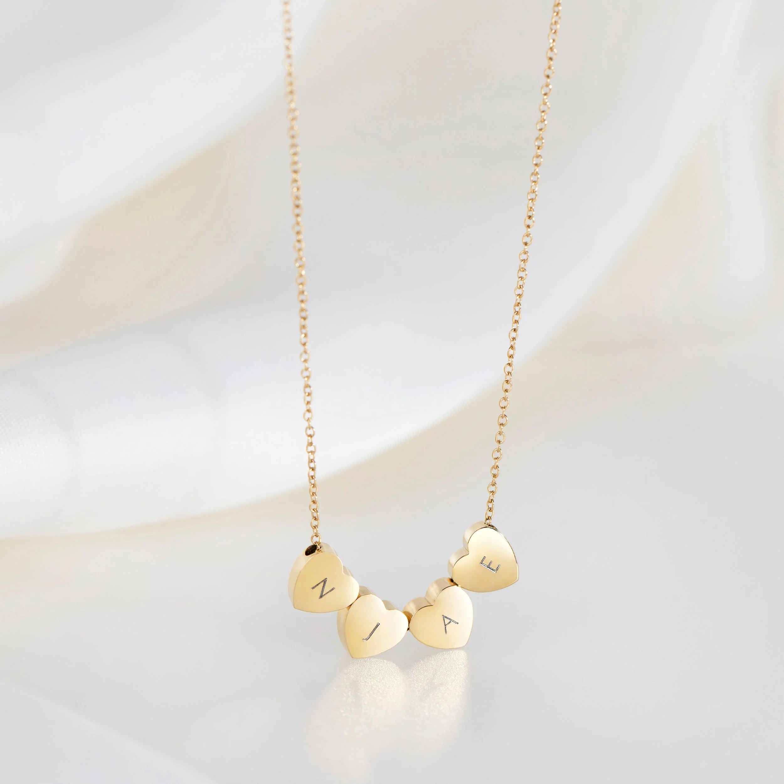 Amo Heart Quadruple Bead Necklace in Gold - Image 4