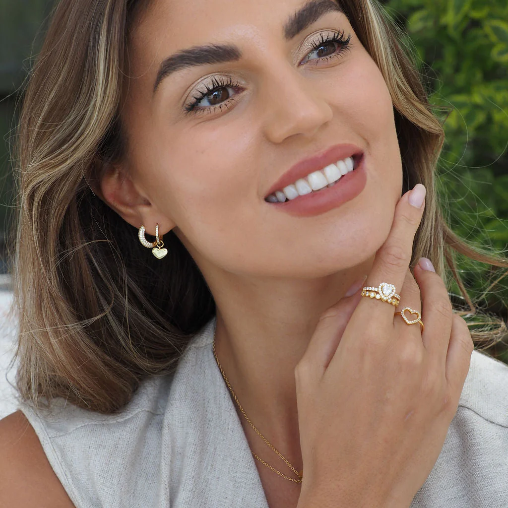 Amore Heart Hoop Earrings Silver - Image 3