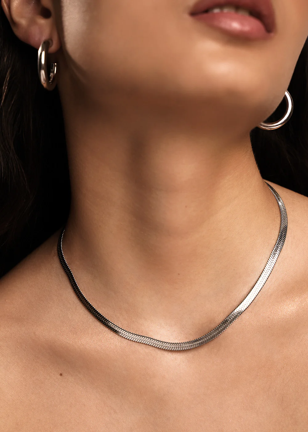 Bold Herringbone Matching Set In Silver Size S/M - Image 3