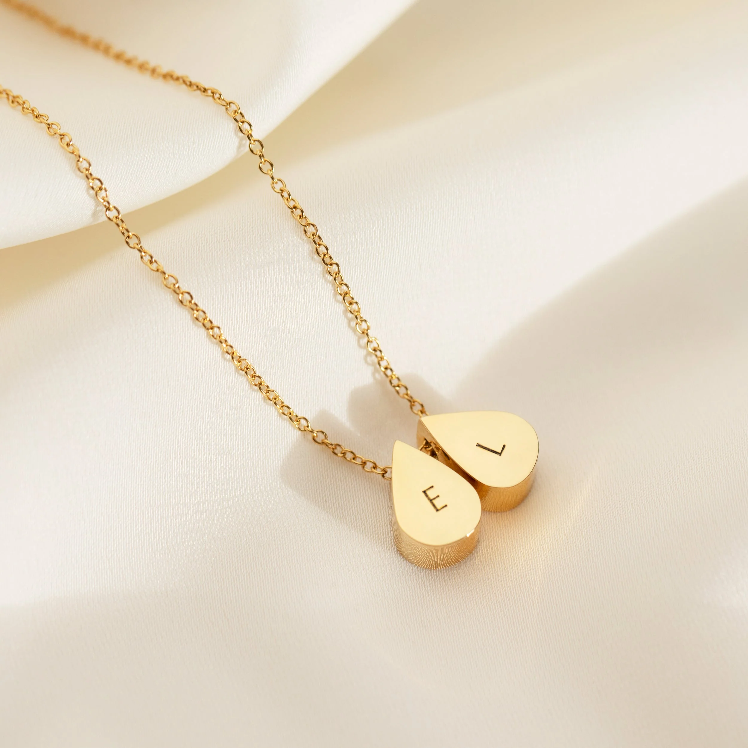 Teardrop Double Bead Necklace in Gold - Image 5