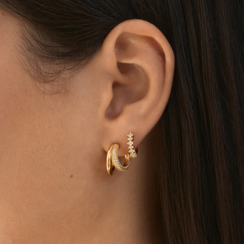 Duo Layered Hoops Gold - Image 4