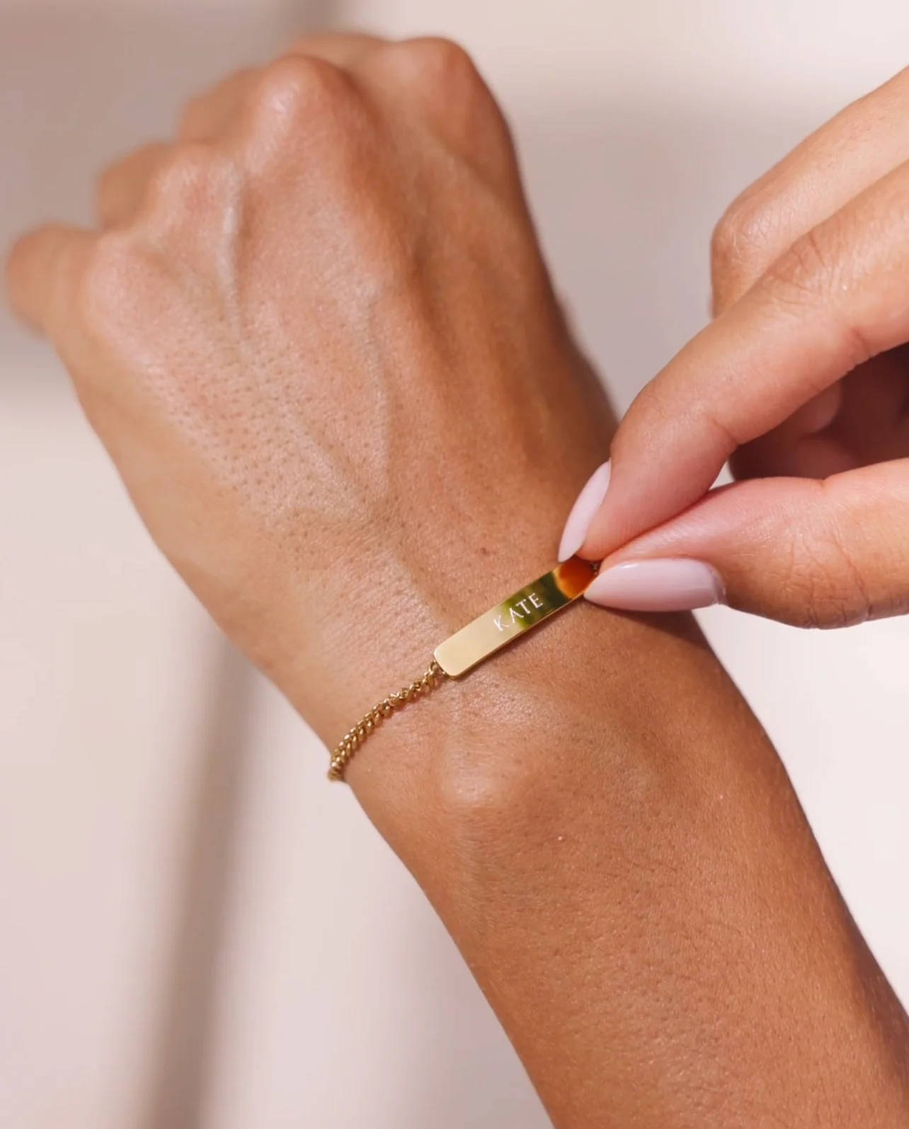 Engraved Bracelet & Crystal Climber Earrings Set In Gold - Image 6