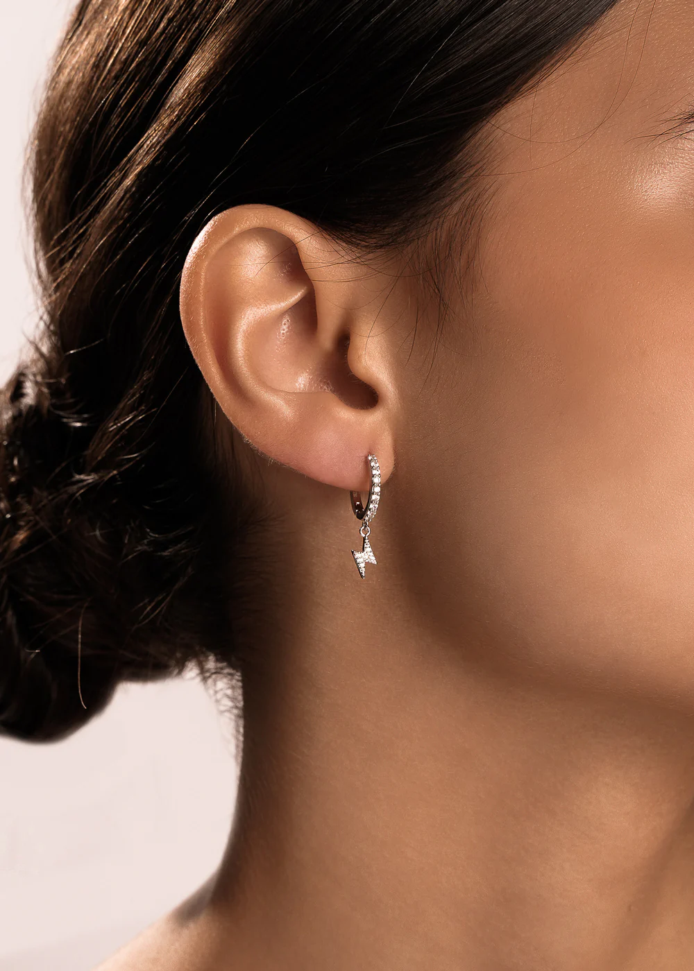 Lightning Drop Hoop Earrings Silver - Image 3