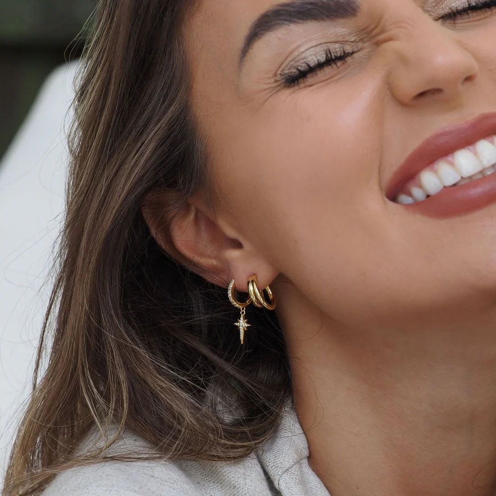 North Star Hoop Earrings Gold - Image 4