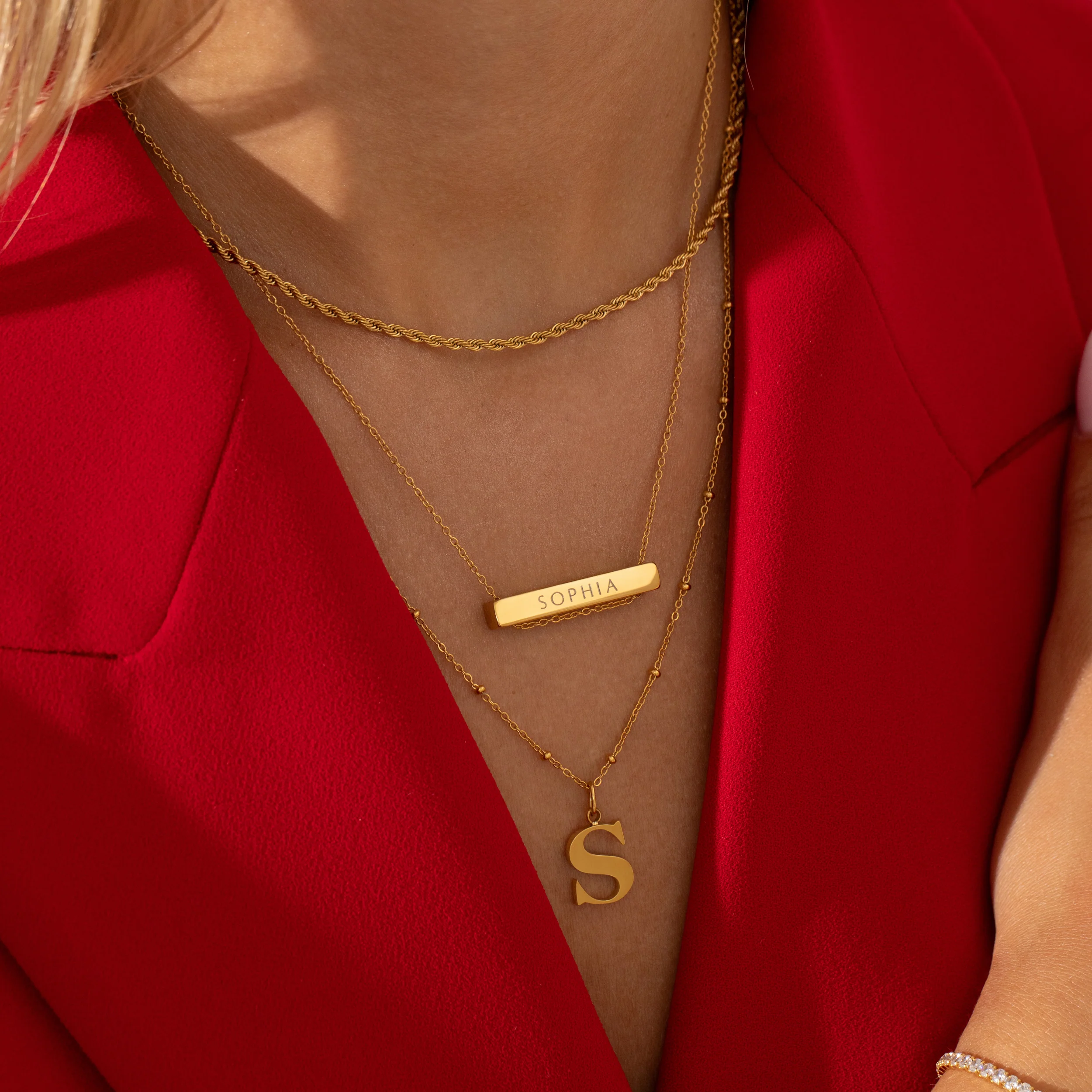 S Initial Necklace Gold - Image 3