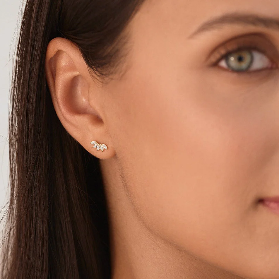 Solid Gold Marquise Stud - Image 3