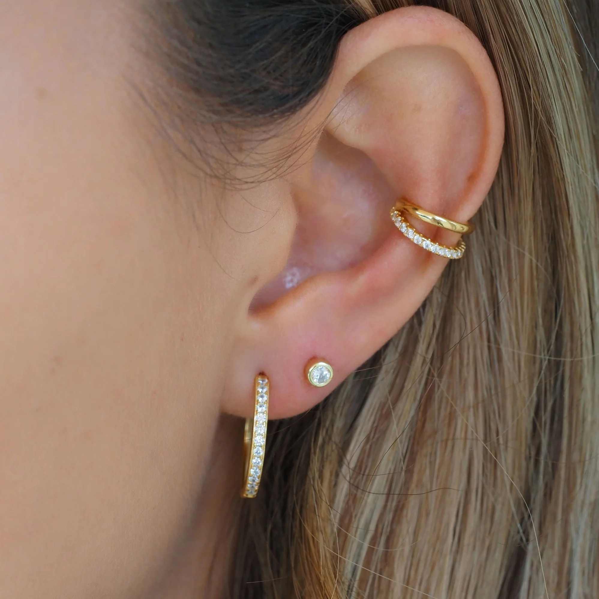 Sphere Pave Studs In Gold - Image 3