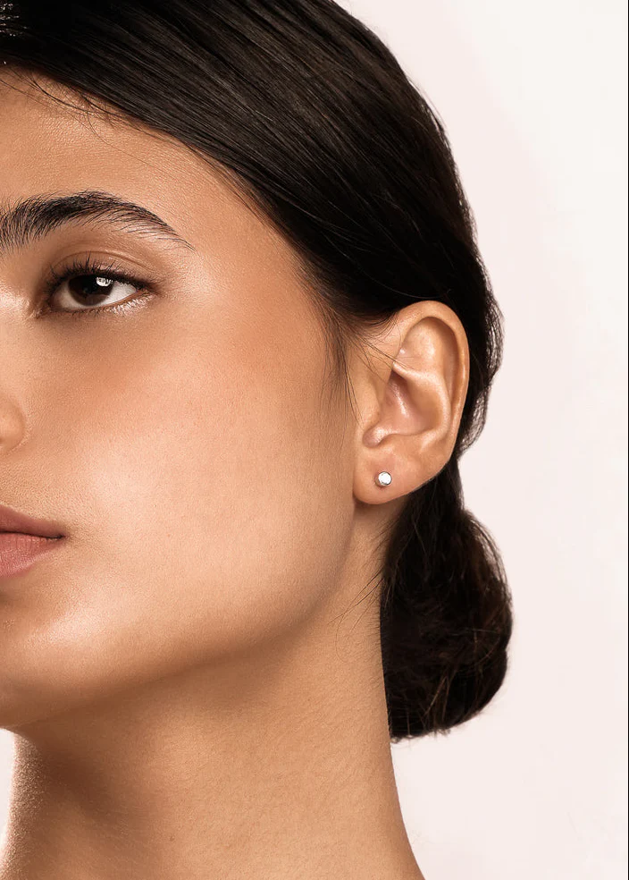 Sphere Pave Studs In Silver - Image 3