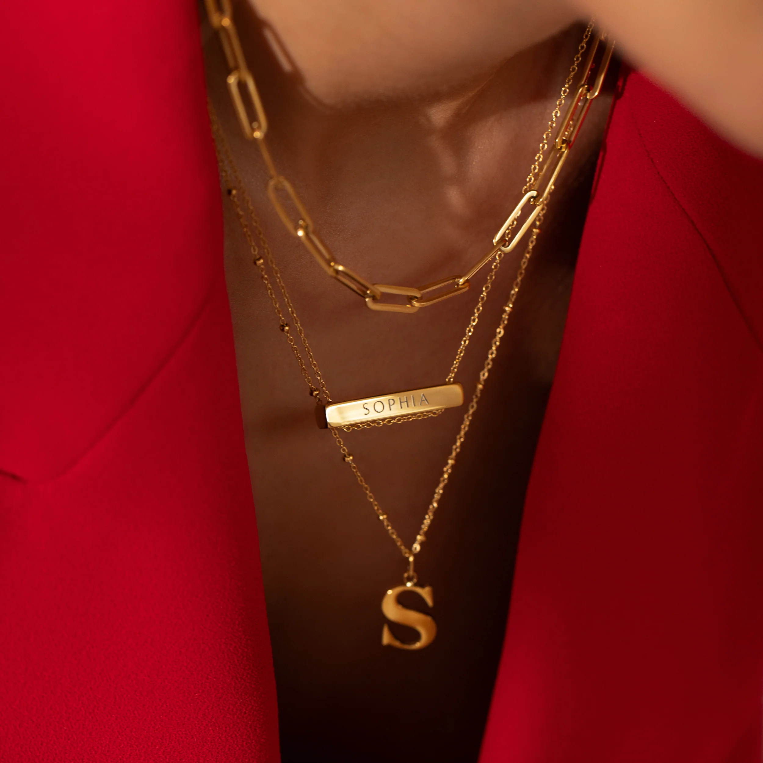 T Initial Necklace Gold - Image 3